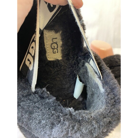 Women's Sz 7 M Ugg Fluff Yeah Black Genuine Shearling Slide Sandal - Picture 4 of 10